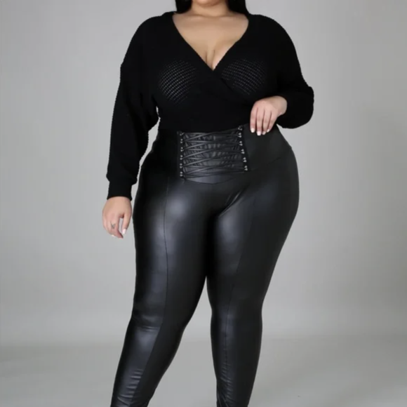 Lace Up Leather Pants